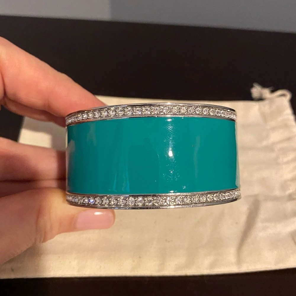 Ann Taylor Rhinestone Green Hinged Bangle
